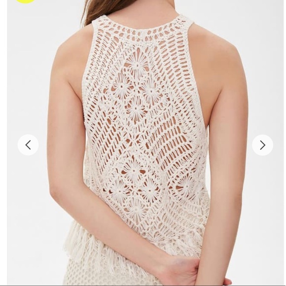 🏷Forever21 Open-crochet fringe top - Picture 4 of 8